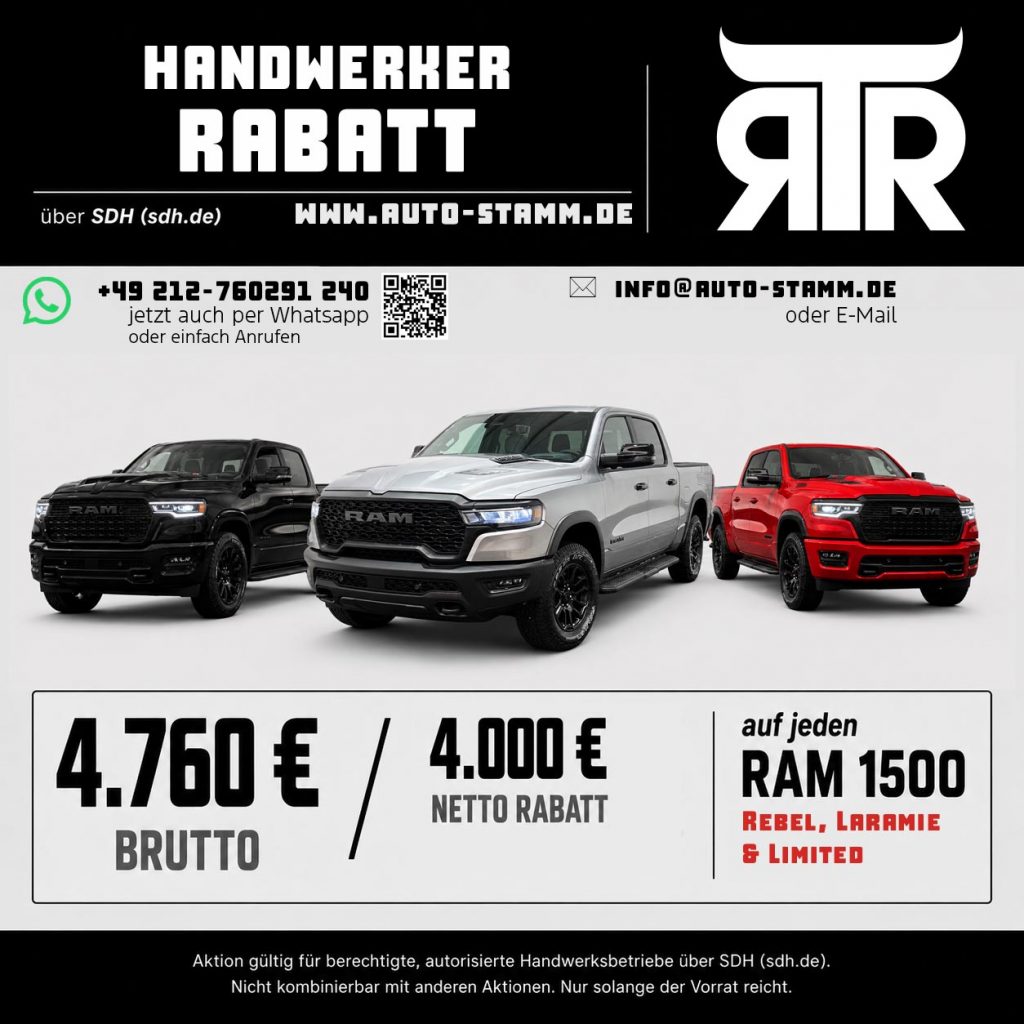 RAM 1500 Handwerker-Rabatt über SDH – 4.760 € brutto sparen